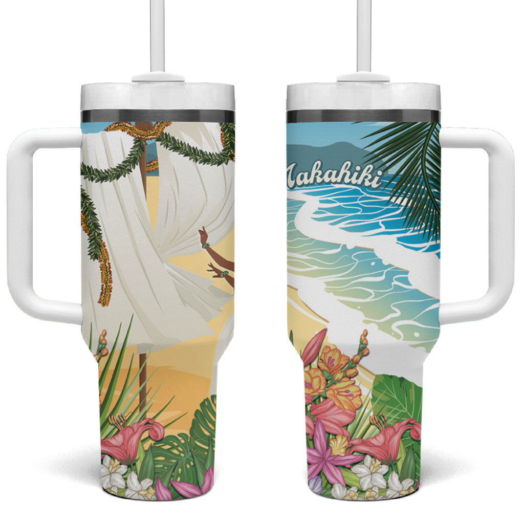 Aloha Hawaii Makahiki Hula Dance Tumbler With Handle Beach Scenery LT7 One Size: 40 oz Multicolor - Polynesian Pride