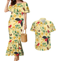 Aloha Hawaii Couples Matching Mermaid Dress and Hawaiian Shirt I'iwi on Mamane Pastel Cream LT7 Light Yellow - Polynesian Pride