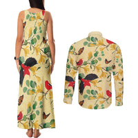 Aloha Hawaii Couples Matching Tank Maxi Dress and Long Sleeve Button Shirt I'iwi on Mamane Pastel Cream