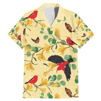 Aloha Hawaii Family Matching Mermaid Dress and Hawaiian Shirt I'iwi on Mamane Pastel Cream LT7 Dad's Shirt - Short Sleeve Light Yellow - Polynesian Pride