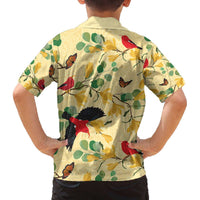 Aloha Hawaii Family Matching Off The Shoulder Long Sleeve Dress and Hawaiian Shirt I'iwi on Mamane Pastel Cream LT7 - Polynesian Pride