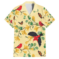 Aloha Hawaii Family Matching Off The Shoulder Long Sleeve Dress and Hawaiian Shirt I'iwi on Mamane Pastel Cream LT7 Dad's Shirt - Short Sleeve Light Yellow - Polynesian Pride