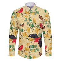 Aloha Hawaii Family Matching Puletasi and Hawaiian Shirt I'iwi on Mamane Pastel Cream LT7 Dad's Shirt - Long Sleeve Light Yellow - Polynesian Pride
