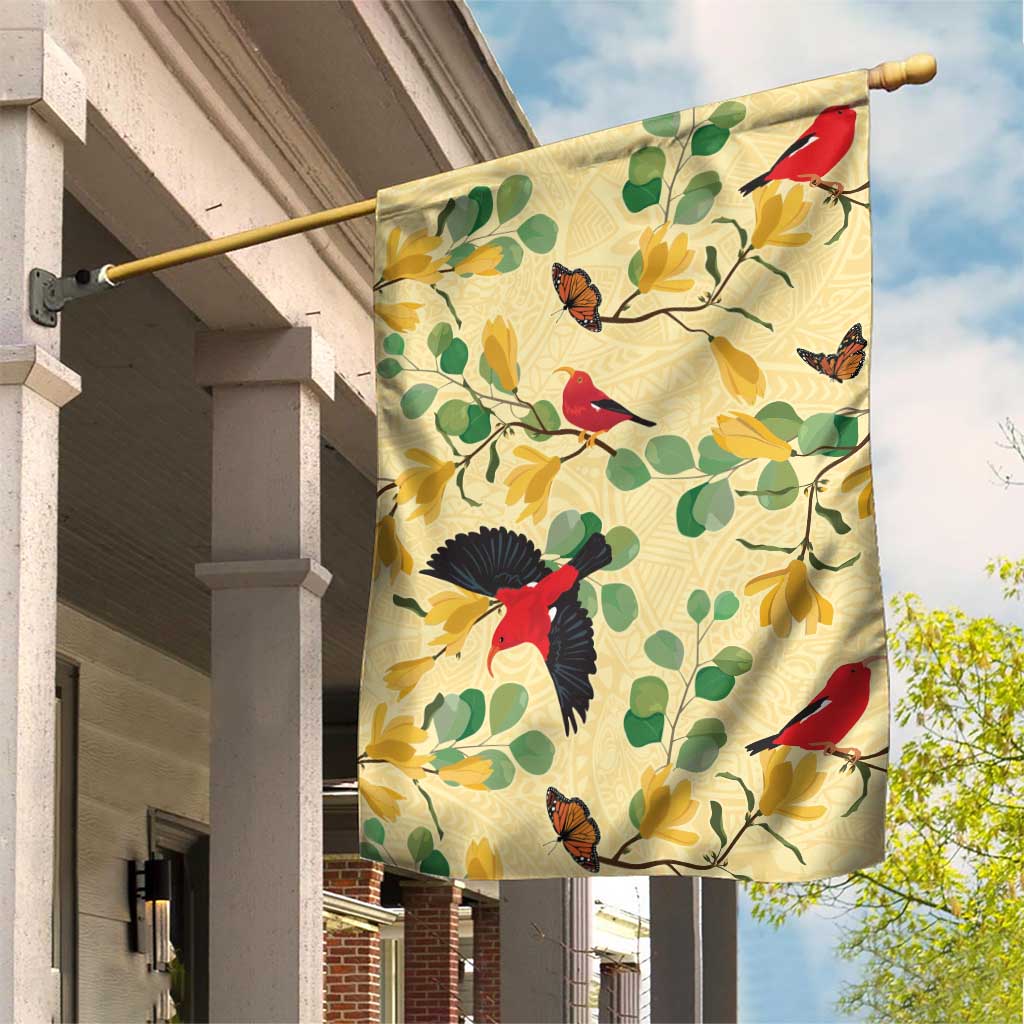 Aloha Hawaii Garden Flag I'iwi on Mamane Pastel Cream LT7 House Flag Light Yellow - Polynesian Pride