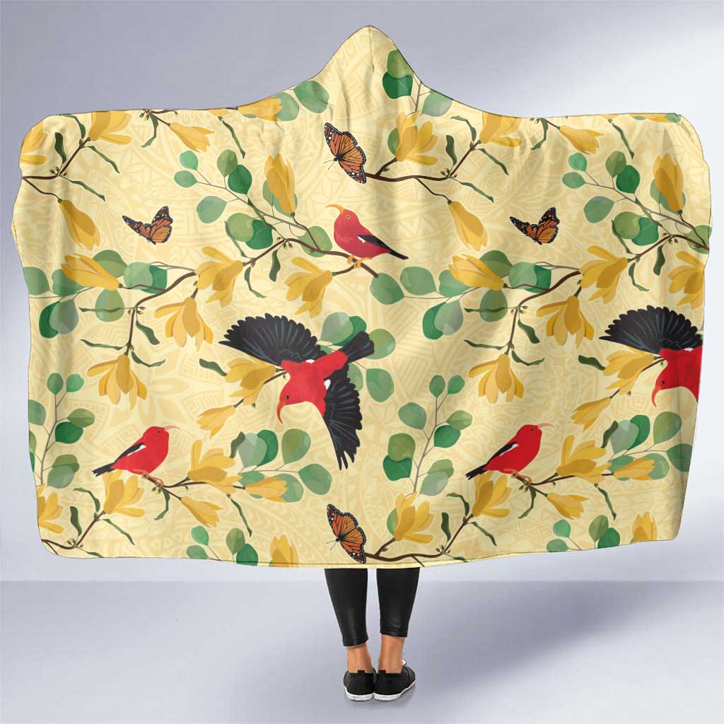 Aloha Hawaii Hooded Blanket I'iwi on Mamane Pastel Cream LT7 One Size Light Yellow - Polynesian Pride