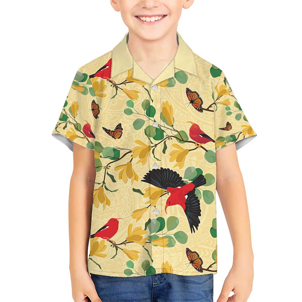Aloha Hawaii Kid Hawaiian Shirt I'iwi on Mamane Pastel Cream LT7 Kid Light Yellow - Polynesian Pride