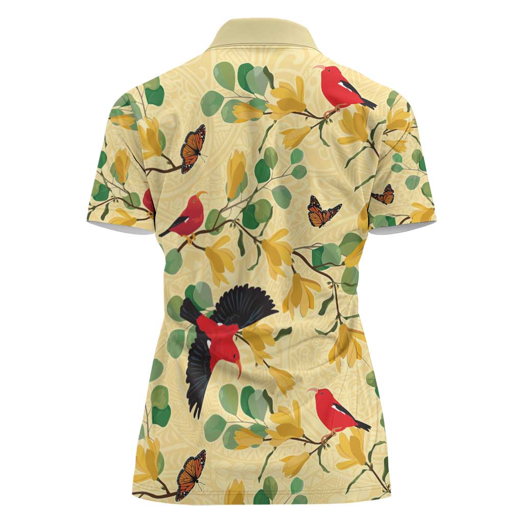 Aloha Hawaii Women Polo Shirt I'iwi on Mamane Pastel Cream LT7 - Polynesian Pride