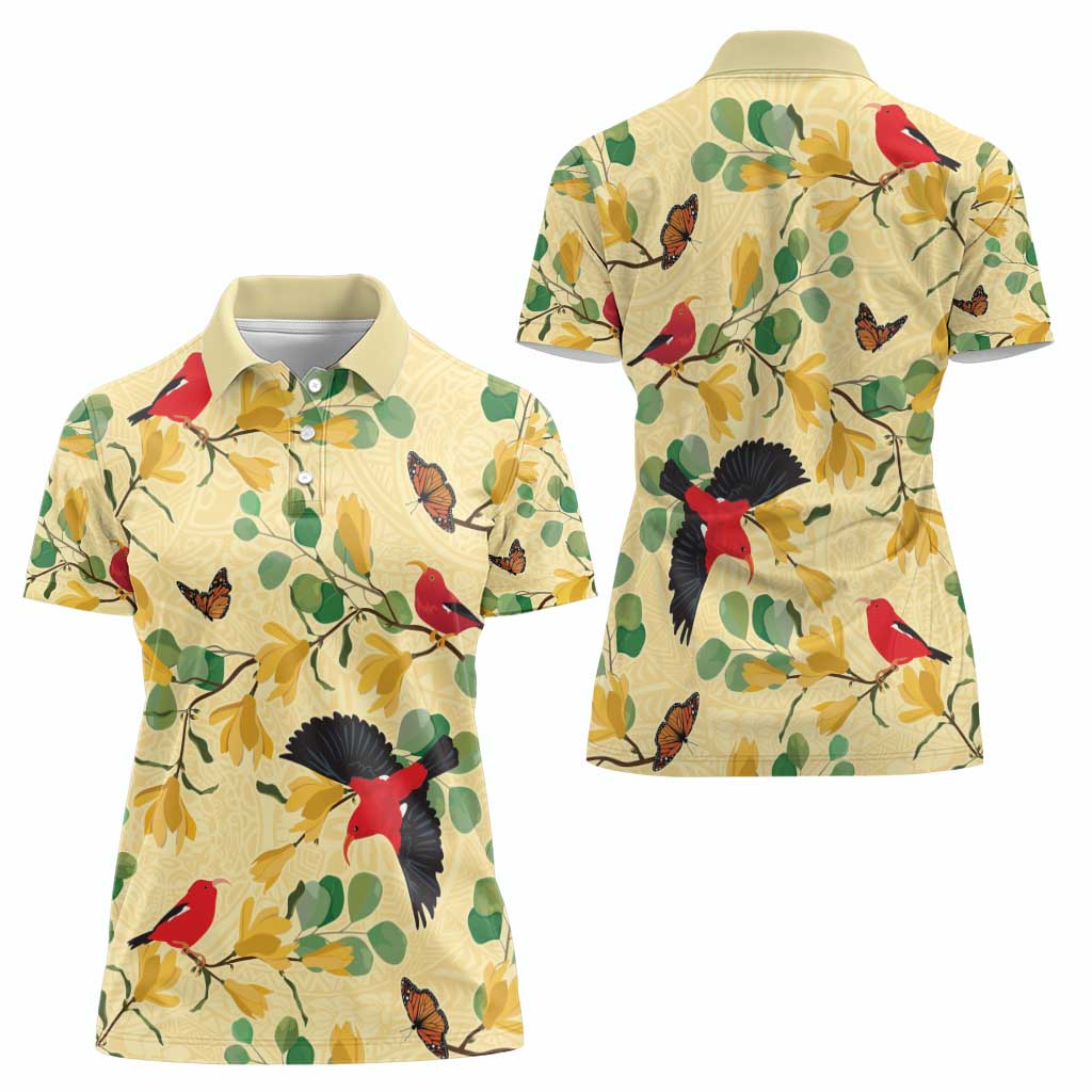 Aloha Hawaii Women Polo Shirt I'iwi on Mamane Pastel Cream LT7 - Polynesian Pride