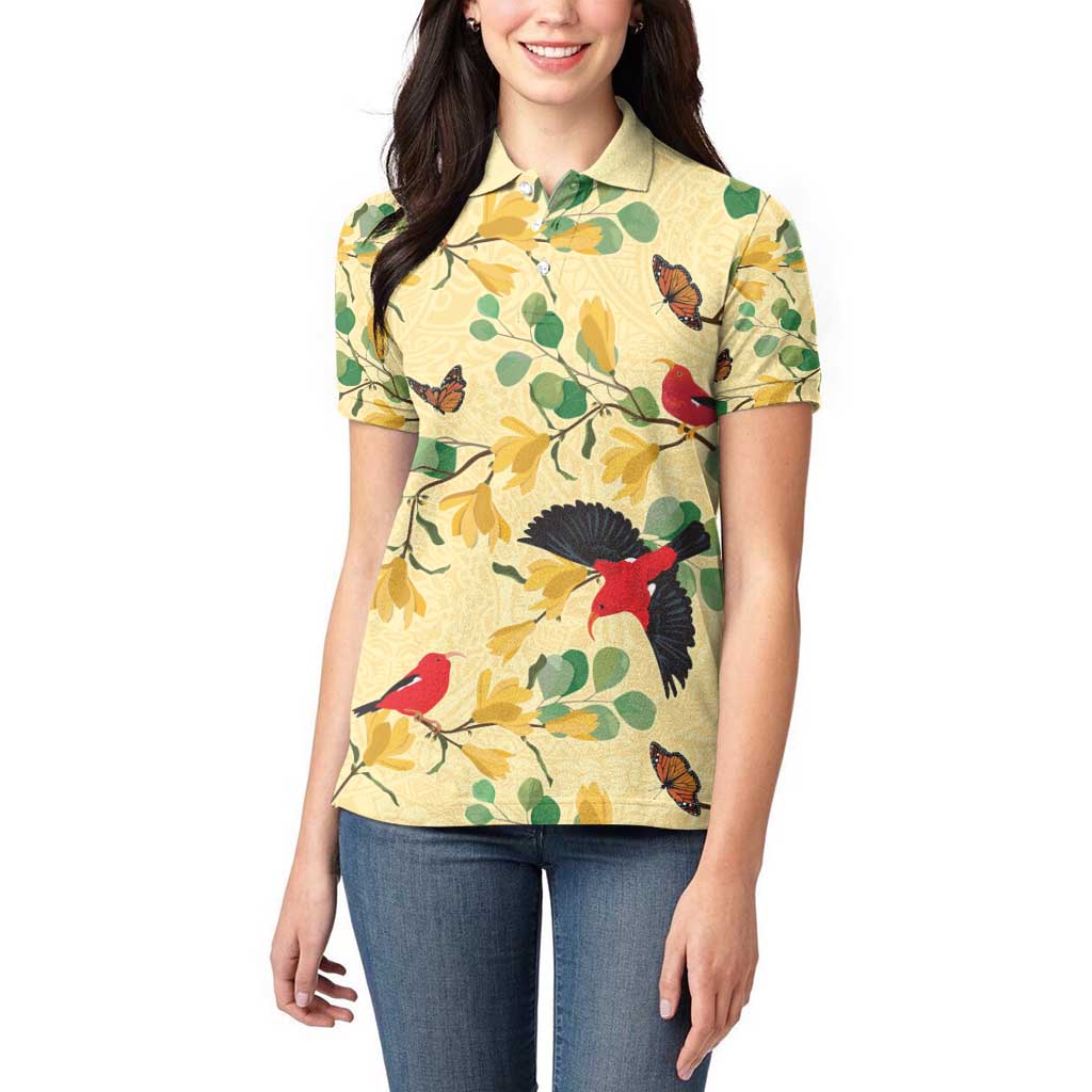 Aloha Hawaii Women Polo Shirt I'iwi on Mamane Pastel Cream LT7 - Polynesian Pride