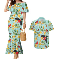 Aloha Hawaii Couples Matching Mermaid Dress and Hawaiian Shirt I'iwi on Mamane Pastel Turquoise LT7 Turquoise - Polynesian Pride