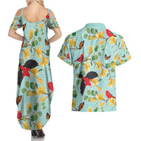 Aloha Hawaii Couples Matching Summer Maxi Dress and Hawaiian Shirt I'iwi on Mamane Pastel Turquoise LT7 - Polynesian Pride