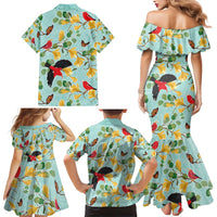 Aloha Hawaii Family Matching Mermaid Dress and Hawaiian Shirt I'iwi on Mamane Pastel Turquoise LT7 - Polynesian Pride