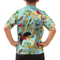 Aloha Hawaii Family Matching Off Shoulder Maxi Dress and Hawaiian Shirt I'iwi on Mamane Pastel Turquoise LT7 - Polynesian Pride