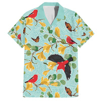 Aloha Hawaii Family Matching Off Shoulder Maxi Dress and Hawaiian Shirt I'iwi on Mamane Pastel Turquoise LT7 Dad's Shirt - Short Sleeve Turquoise - Polynesian Pride
