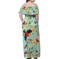 Aloha Hawaii Family Matching Off Shoulder Maxi Dress and Hawaiian Shirt I'iwi on Mamane Pastel Turquoise LT7 - Polynesian Pride