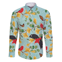 Aloha Hawaii Family Matching Puletasi and Hawaiian Shirt I'iwi on Mamane Pastel Turquoise LT7 Dad's Shirt - Long Sleeve Turquoise - Polynesian Pride