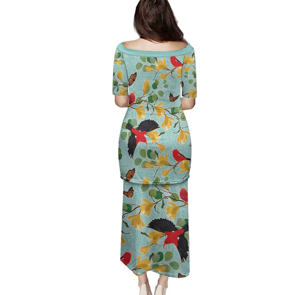 Aloha Hawaii Family Matching Puletasi and Hawaiian Shirt I'iwi on Mamane Pastel Turquoise LT7 - Polynesian Pride