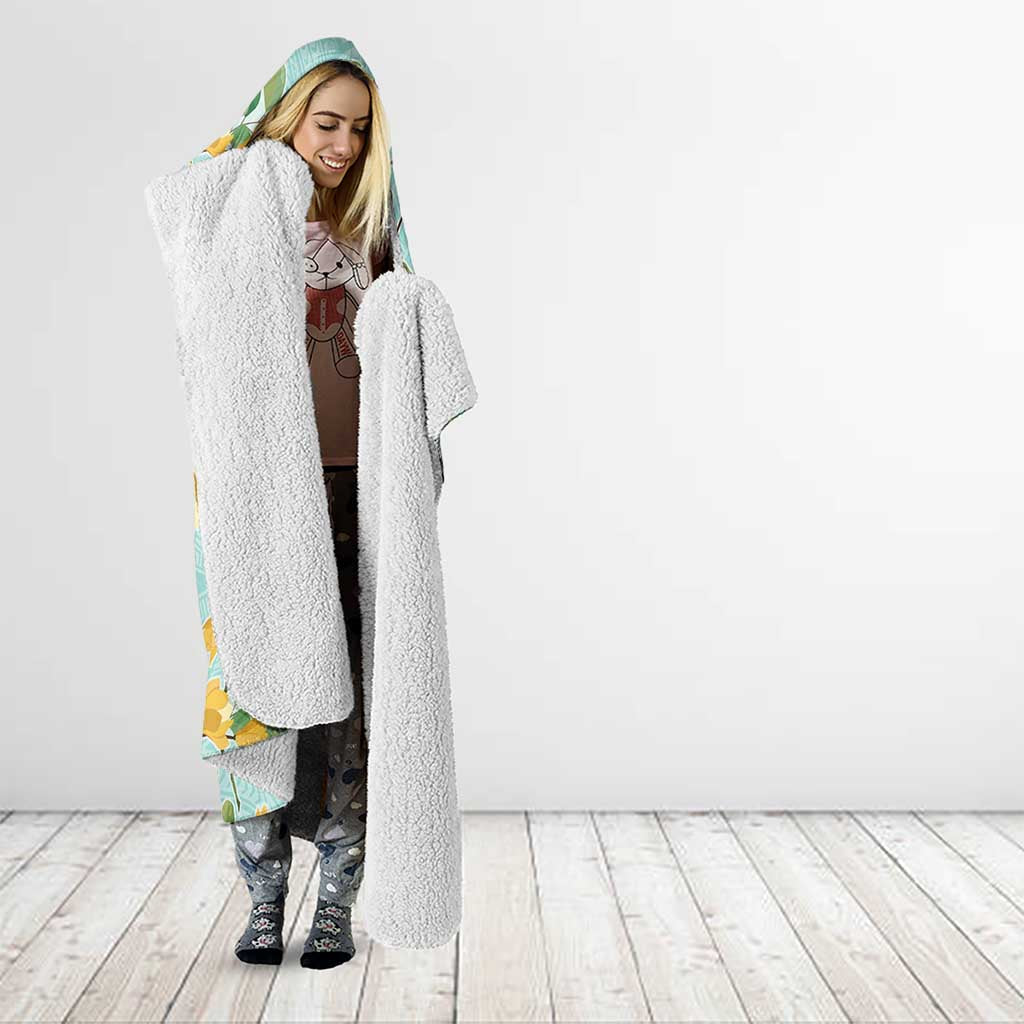 Aloha Hawaii Hooded Blanket I'iwi on Mamane Pastel Turquoise