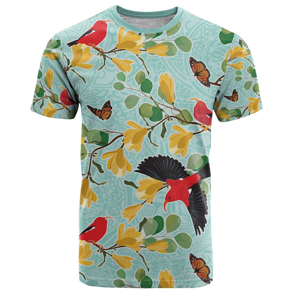 Aloha Hawaii T Shirt I'iwi on Mamane Pastel Turquoise LT7 Turquoise - Polynesian Pride