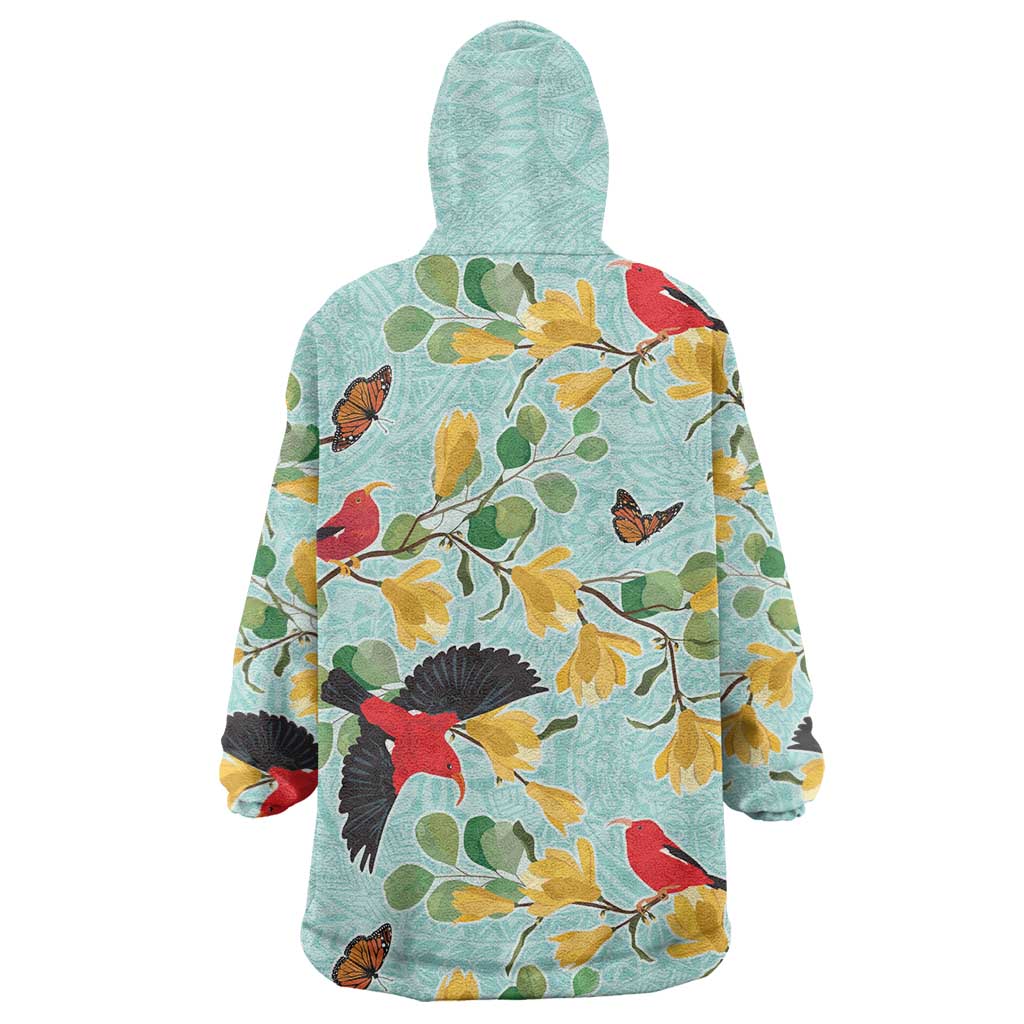 Aloha Hawaii Wearable Blanket Hoodie I'iwi on Mamane Pastel Turquoise LT7 - Polynesian Pride