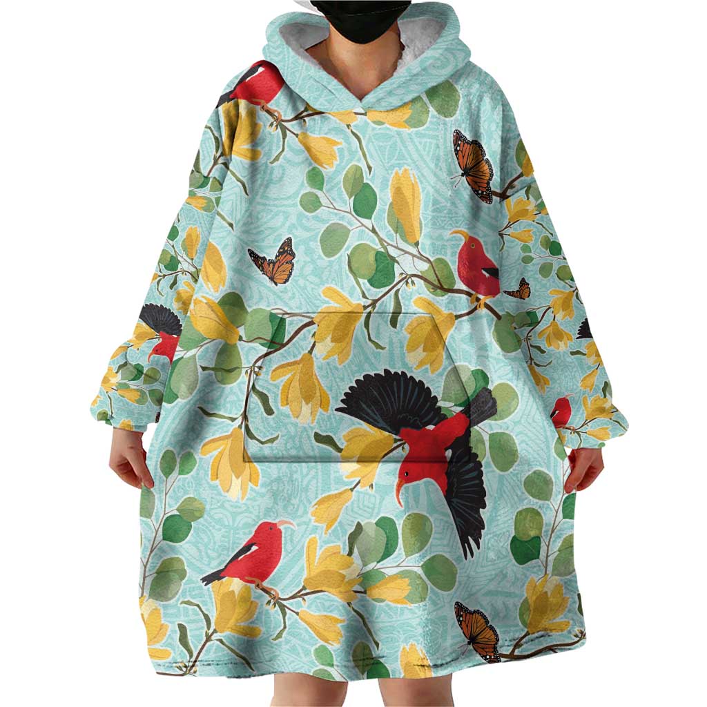 Aloha Hawaii Wearable Blanket Hoodie I'iwi on Mamane Pastel Turquoise LT7 - Polynesian Pride