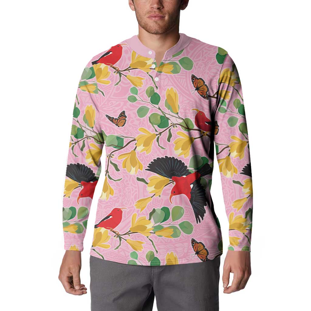 Aloha Hawaii Button Sweatshirt I'iwi on Mamane Pastel Pink