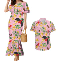 Aloha Hawaii Couples Matching Mermaid Dress and Hawaiian Shirt I'iwi on Mamane Pastel Pink LT7 Pink - Polynesian Pride