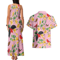 Aloha Hawaii Couples Matching Tank Maxi Dress and Hawaiian Shirt I'iwi on Mamane Pastel Pink LT7 - Polynesian Pride