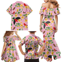 Aloha Hawaii Family Matching Mermaid Dress and Hawaiian Shirt I'iwi on Mamane Pastel Pink LT7 - Polynesian Pride
