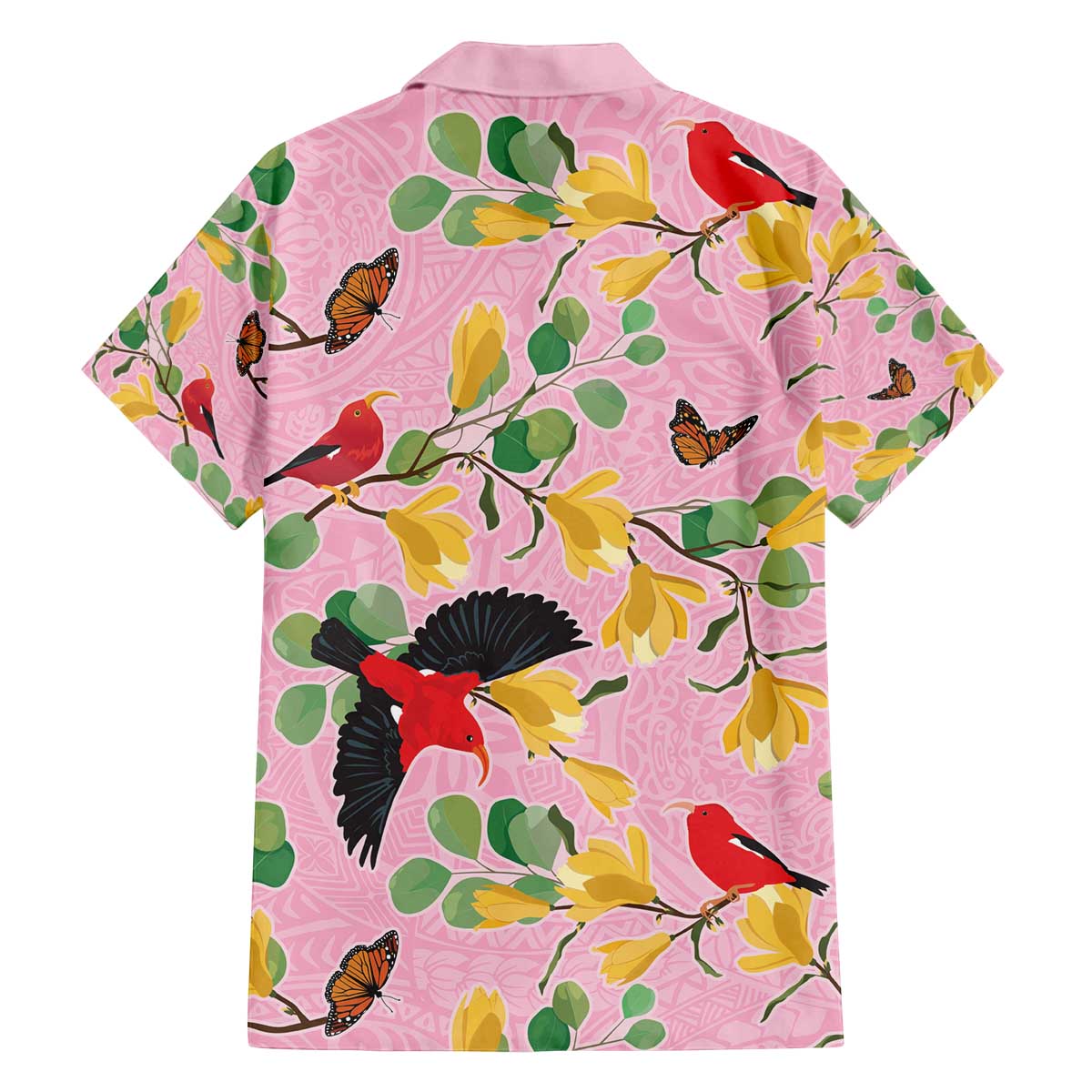 Aloha Hawaii Family Matching Off The Shoulder Long Sleeve Dress and Hawaiian Shirt I'iwi on Mamane Pastel Pink LT7 - Polynesian Pride