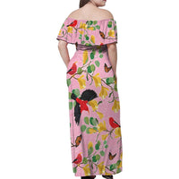 Aloha Hawaii Family Matching Off Shoulder Maxi Dress and Hawaiian Shirt I'iwi on Mamane Pastel Pink LT7 - Polynesian Pride