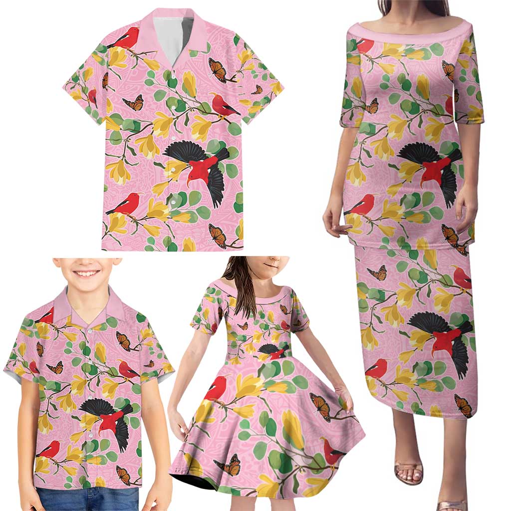 Aloha Hawaii Family Matching Puletasi and Hawaiian Shirt I'iwi on Mamane Pastel Pink LT7 - Polynesian Pride