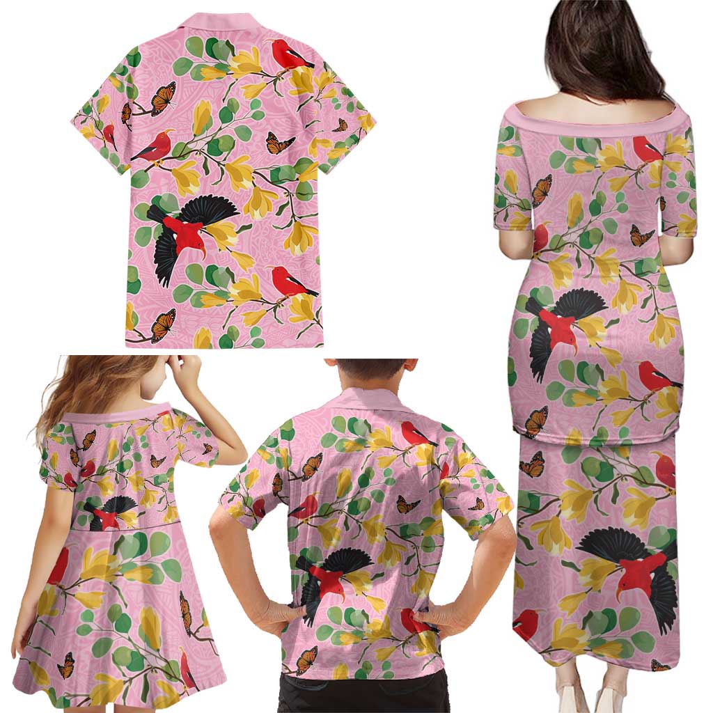 Aloha Hawaii Family Matching Puletasi and Hawaiian Shirt I'iwi on Mamane Pastel Pink LT7 - Polynesian Pride