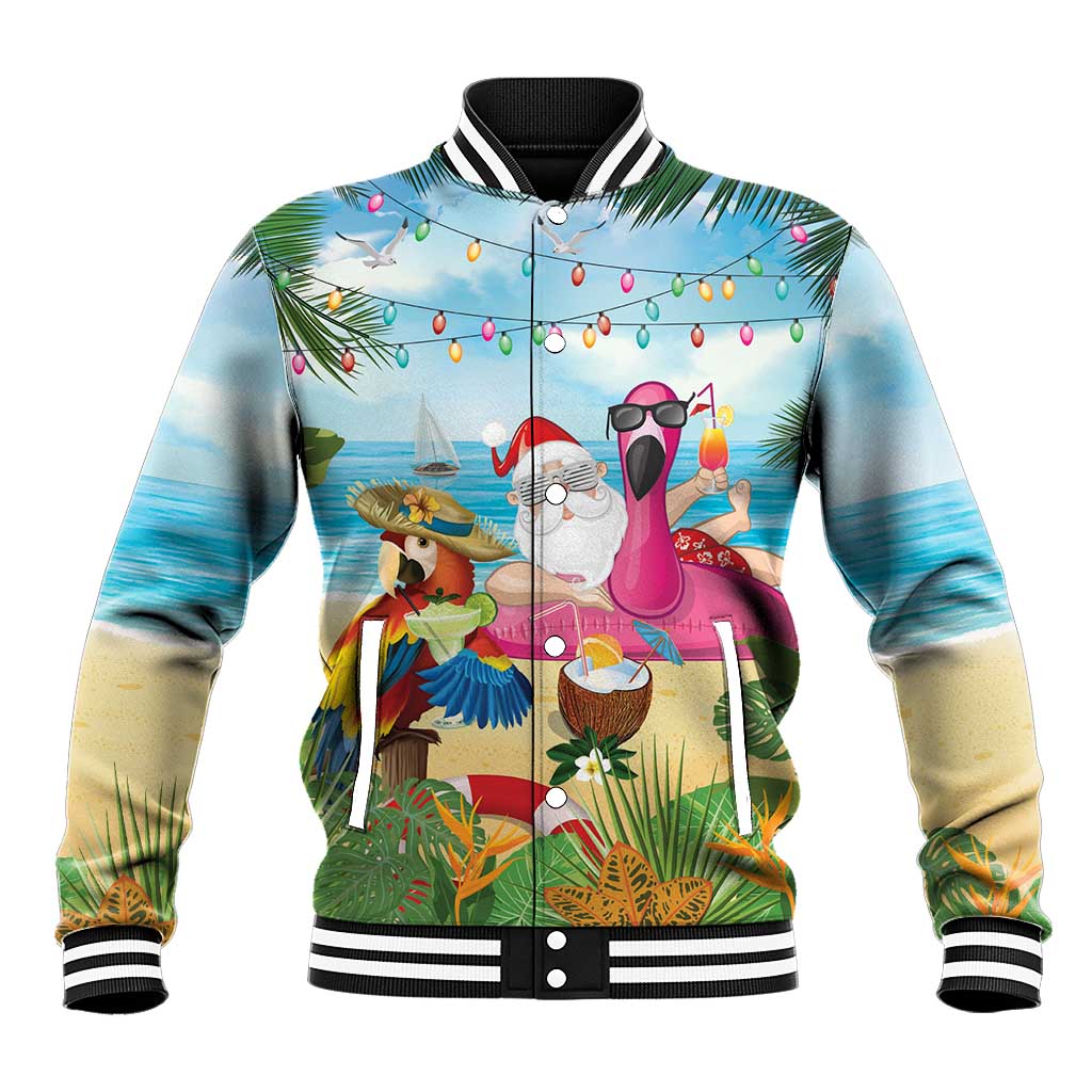 Have Yourself A Beachy Little Christmas Baseball Jacket with Santa Chilling LT7 Unisex Colorful - Polynesian Pride