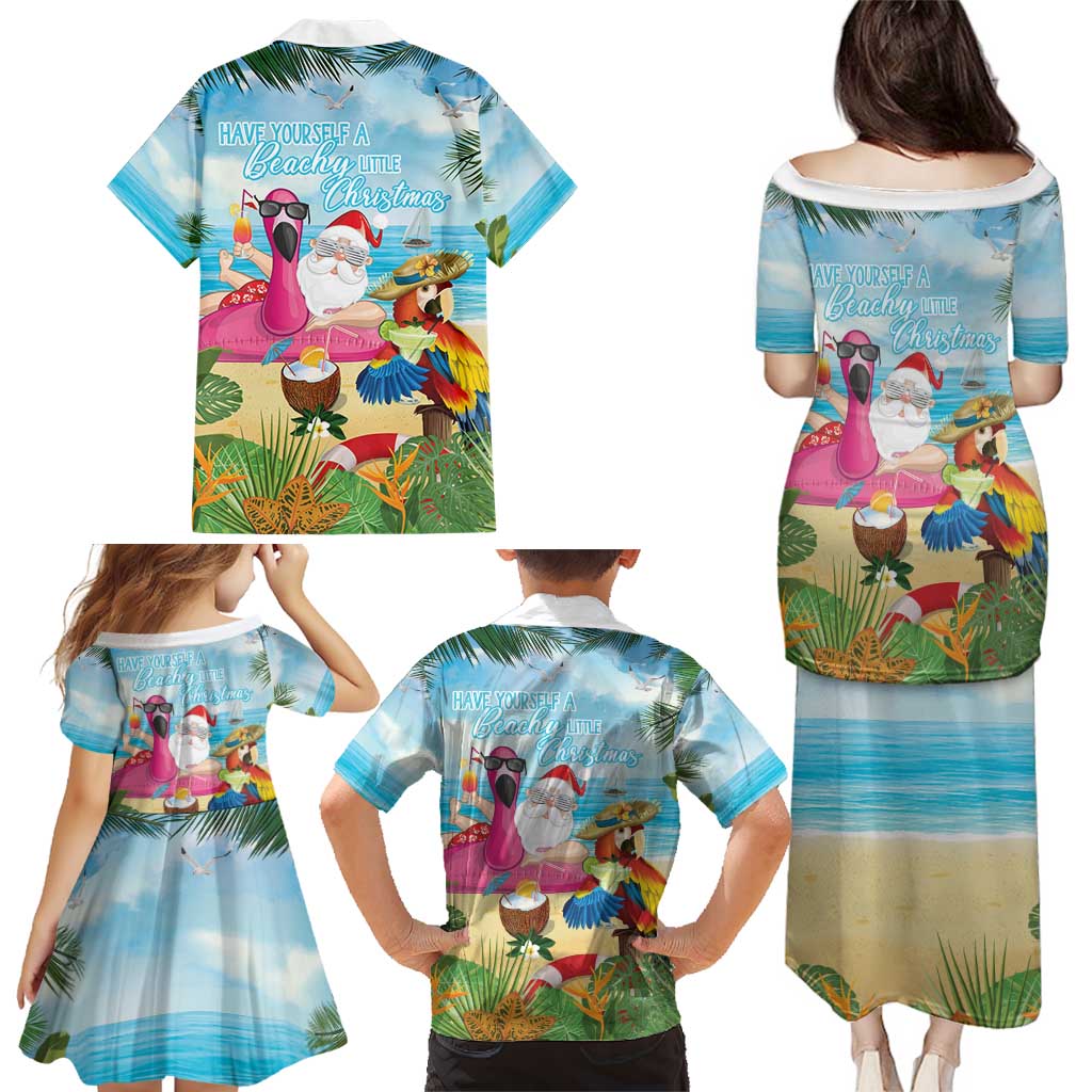Have Yourself A Beachy Little Christmas Family Matching Puletasi and Hawaiian Shirt with Santa Chilling LT7 - Polynesian Pride