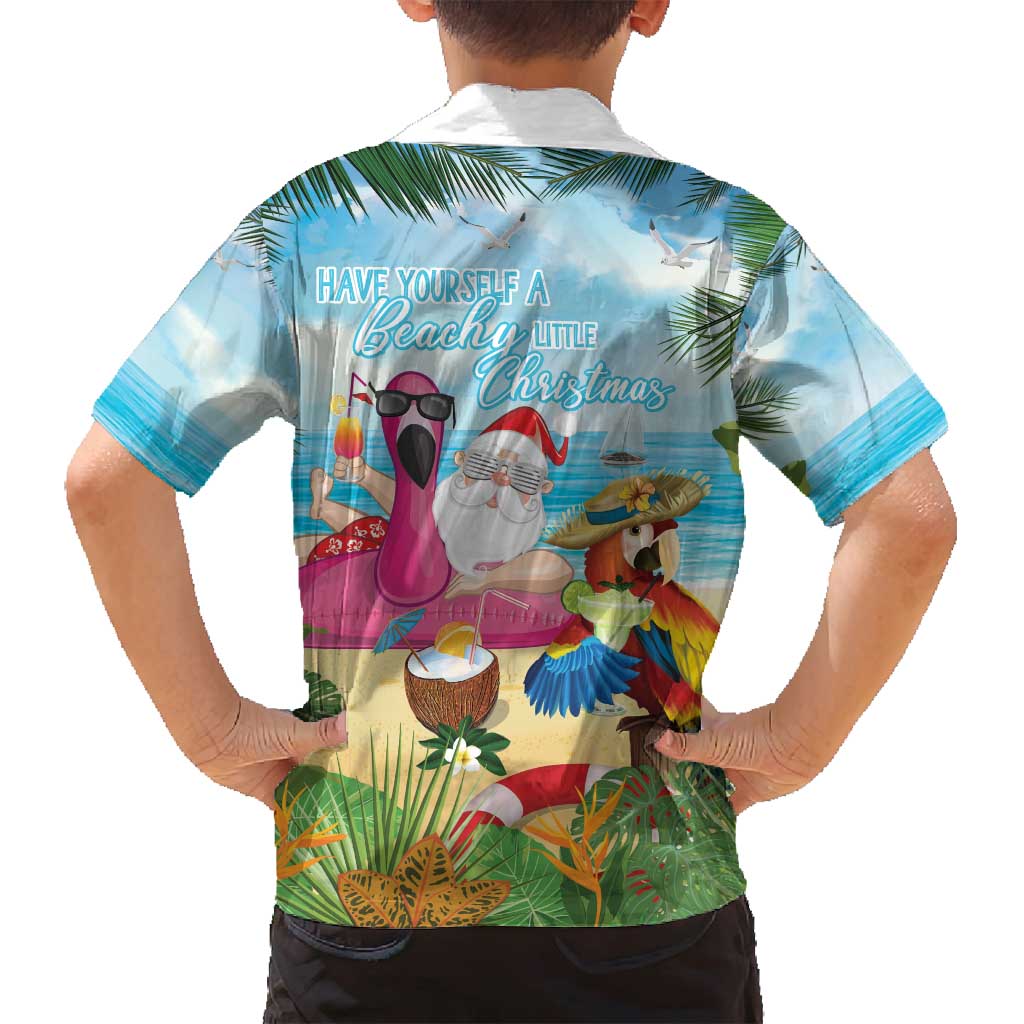 Have Yourself A Beachy Little Christmas Family Matching Summer Maxi Dress and Hawaiian Shirt with Santa Chilling LT7 - Polynesian Pride