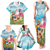 Have Yourself A Beachy Little Christmas Family Matching Tank Maxi Dress and Hawaiian Shirt with Santa Chilling LT7 - Polynesian Pride