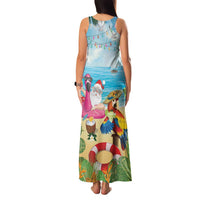 Have Yourself A Beachy Little Christmas Family Matching Tank Maxi Dress and Hawaiian Shirt with Santa Chilling LT7 - Polynesian Pride