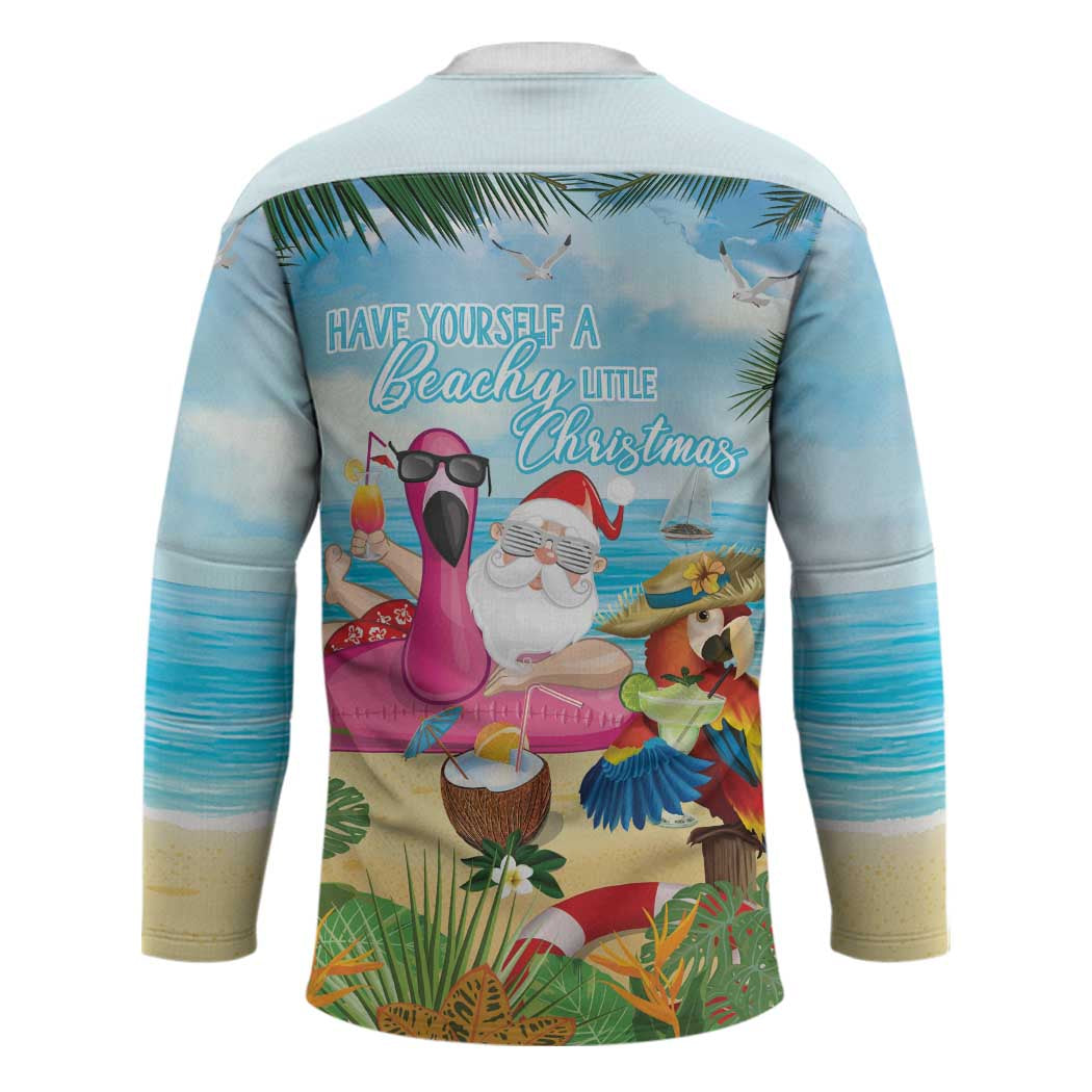 Have Yourself A Beachy Little Christmas Hockey Jersey with Santa Chilling - Polynesian Pride