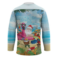Have Yourself A Beachy Little Christmas Hockey Jersey with Santa Chilling - Polynesian Pride
