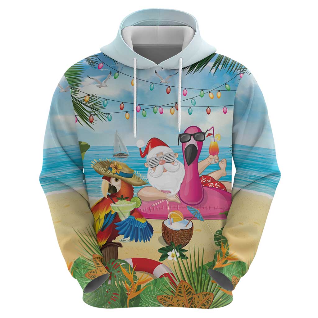 Have Yourself A Beachy Little Christmas Hoodie with Santa Chilling LT7 - Polynesian Pride