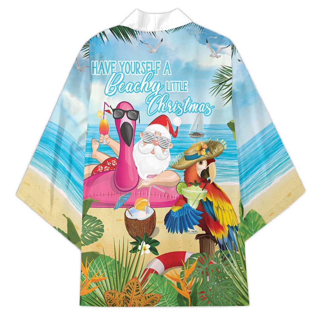 Have Yourself A Beachy Little Christmas Kimono with Santa Chilling - Polynesian Pride