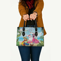 Have Yourself A Beachy Little Christmas Leather Bag with Santa Chilling - Polynesian Pride