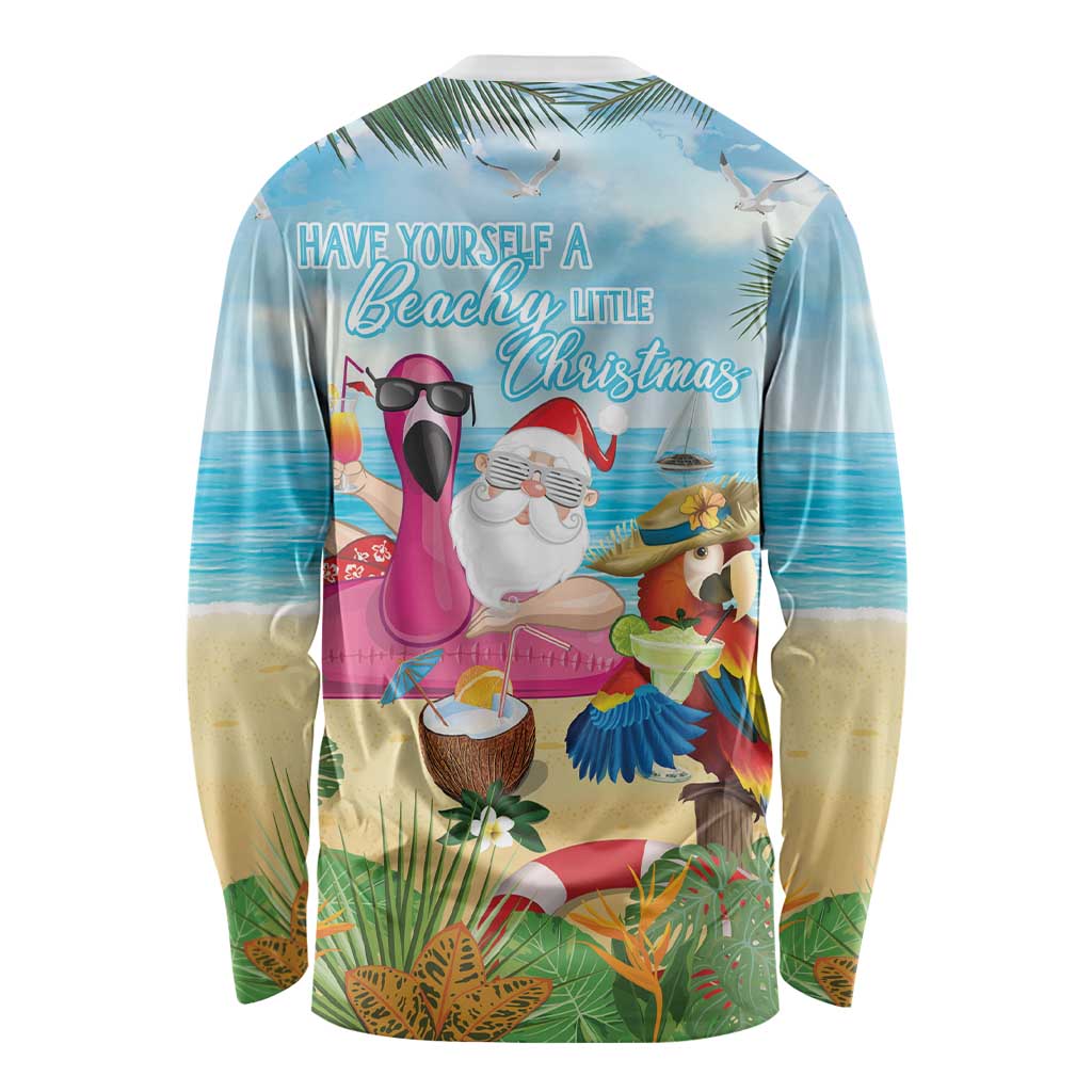 Have Yourself A Beachy Little Christmas Long Sleeve Shirt with Santa Chilling - Polynesian Pride
