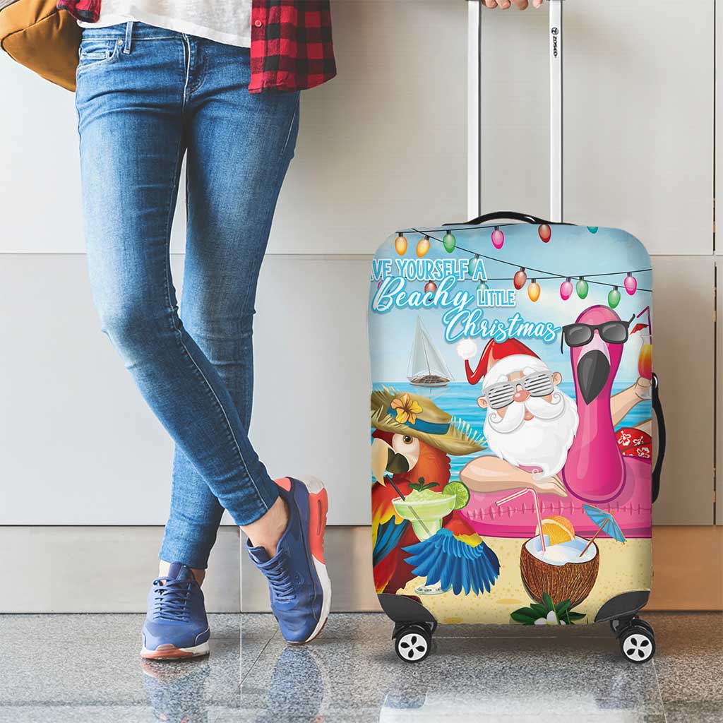 Have Yourself A Beachy Little Christmas Luggage Cover with Santa Chilling - Polynesian Pride