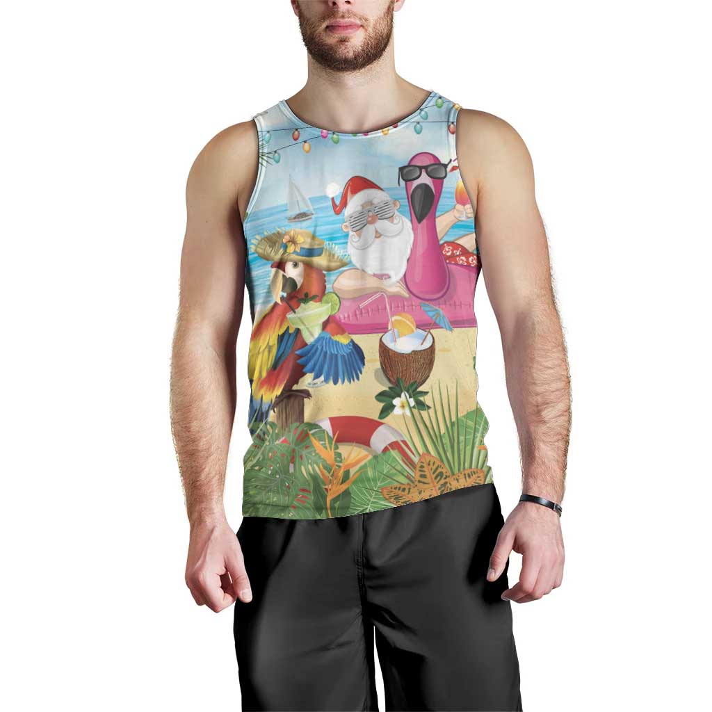Have Yourself A Beachy Little Christmas Men Tank Top with Santa Chilling LT7 - Polynesian Pride