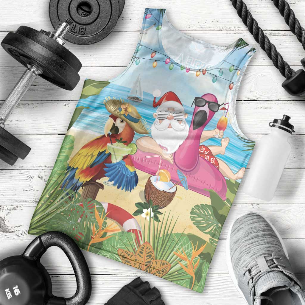 Have Yourself A Beachy Little Christmas Men Tank Top with Santa Chilling LT7 - Polynesian Pride