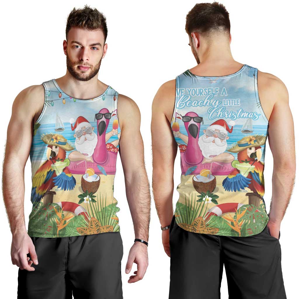 Have Yourself A Beachy Little Christmas Men Tank Top with Santa Chilling LT7 - Polynesian Pride