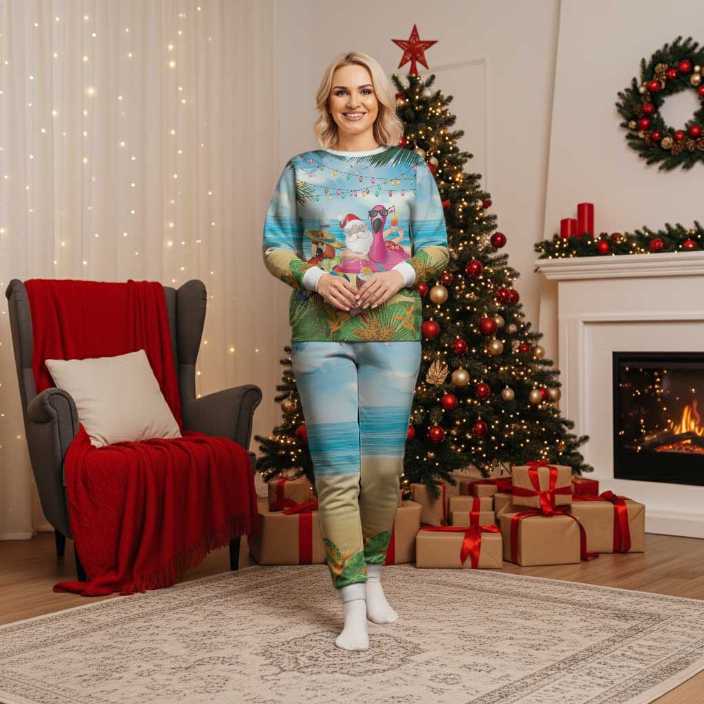 Have Yourself A Beachy Little Christmas Pajama Set with Santa Chilling - Polynesian Pride