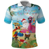 Have Yourself A Beachy Little Christmas Polo Shirt with Santa Chilling LT7 Colorful - Polynesian Pride